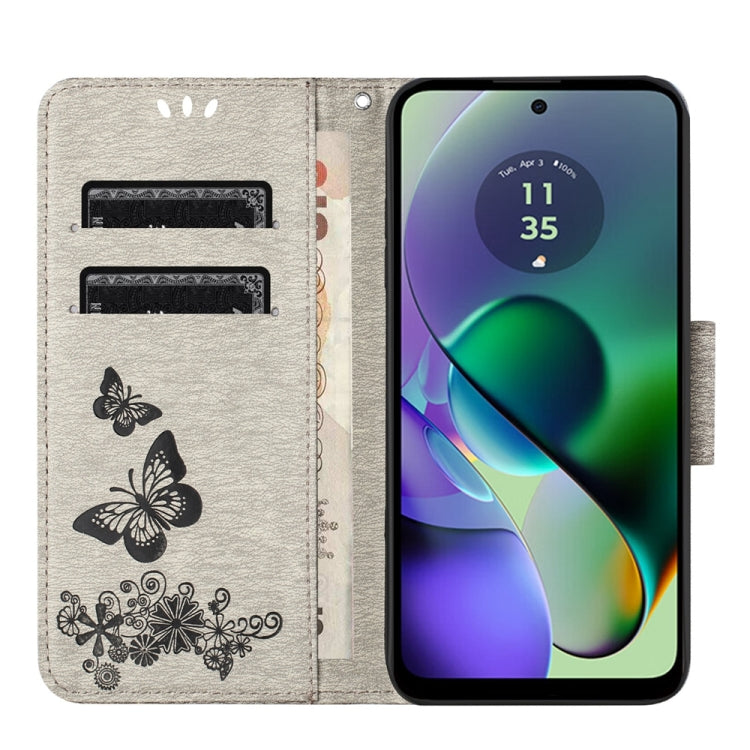 BUTTERFLY Knižkové puzdro pre Motorola Moto G54 5G / G54 5G Power Edition - sivé