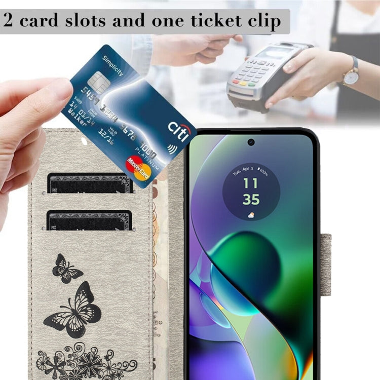 BUTTERFLY Knižkové puzdro pre Motorola Moto G54 5G / G54 5G Power Edition - sivé