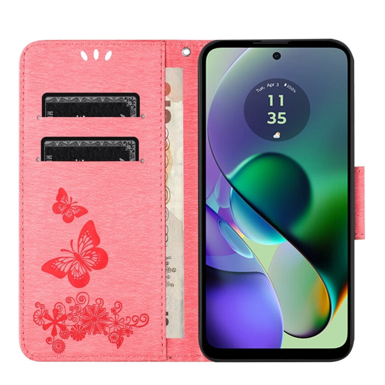 BUTTERFLY Knižkové puzdro pre Motorola Moto G54 5G / G54 5G Power Edition - ružové
