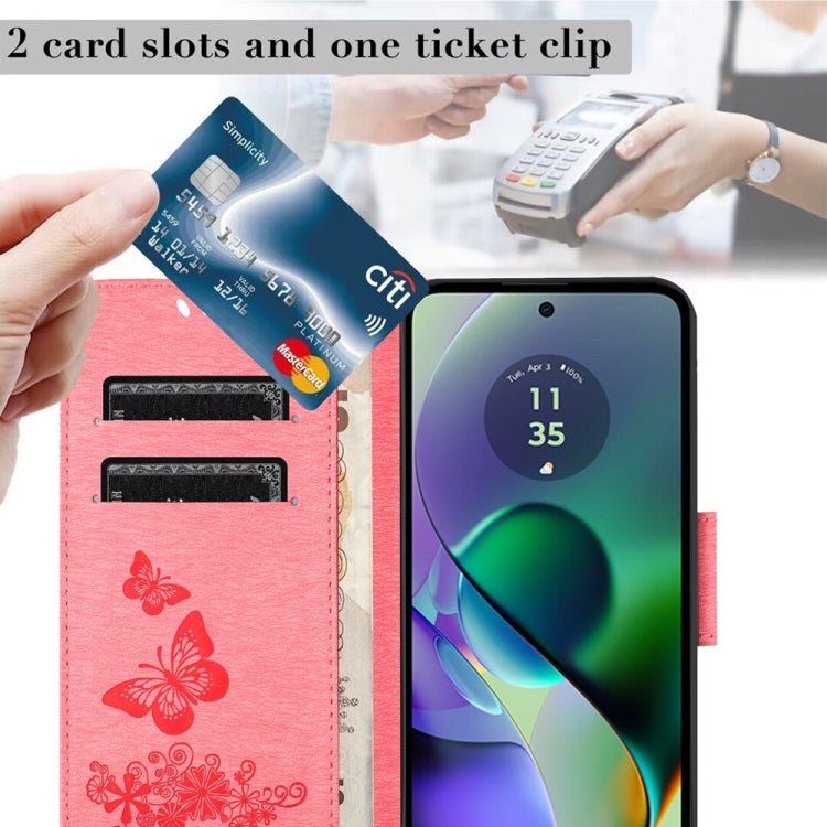 BUTTERFLY Knižkové puzdro pre Motorola Moto G54 5G / G54 5G Power Edition - ružové