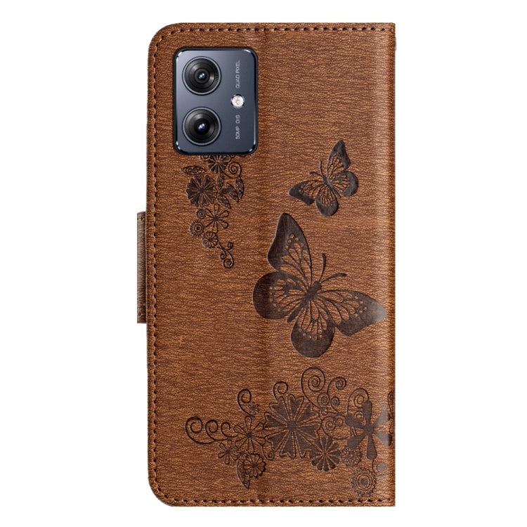BUTTERFLY Knižkové puzdro pre Motorola Moto G54 5G / G54 5G Power Edition - hnedé