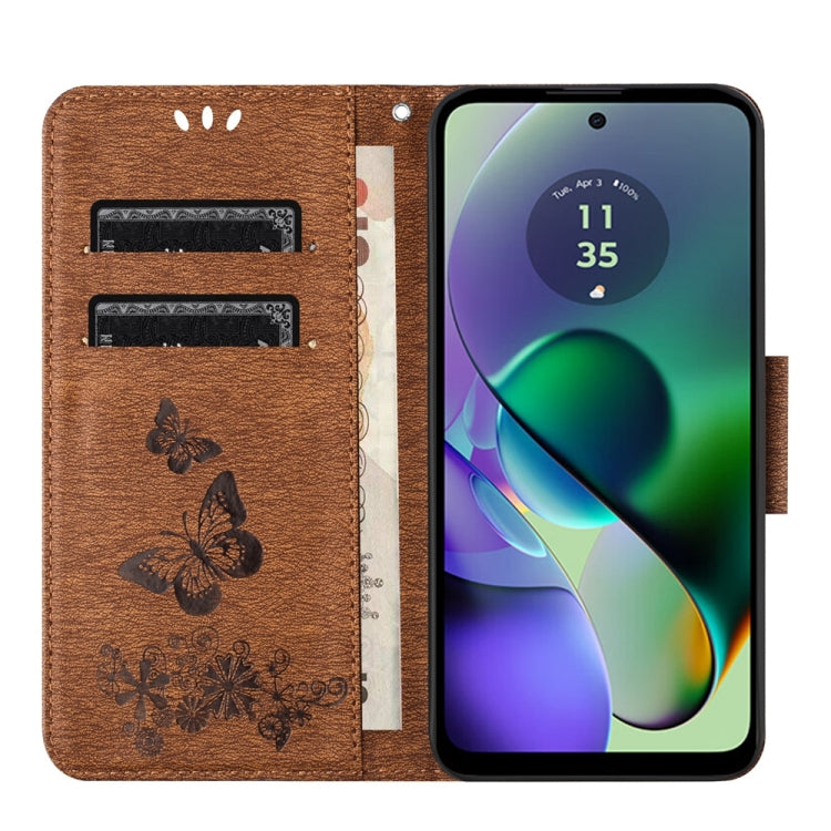 BUTTERFLY Knižkové puzdro pre Motorola Moto G54 5G / G54 5G Power Edition - hnedé