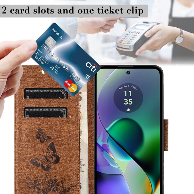 BUTTERFLY Knižkové puzdro pre Motorola Moto G54 5G / G54 5G Power Edition - hnedé