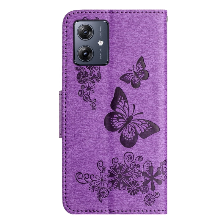 BUTTERFLY Knižkové puzdro pre Motorola Moto G54 5G / G54 5G Power Edition - tmavo fialové