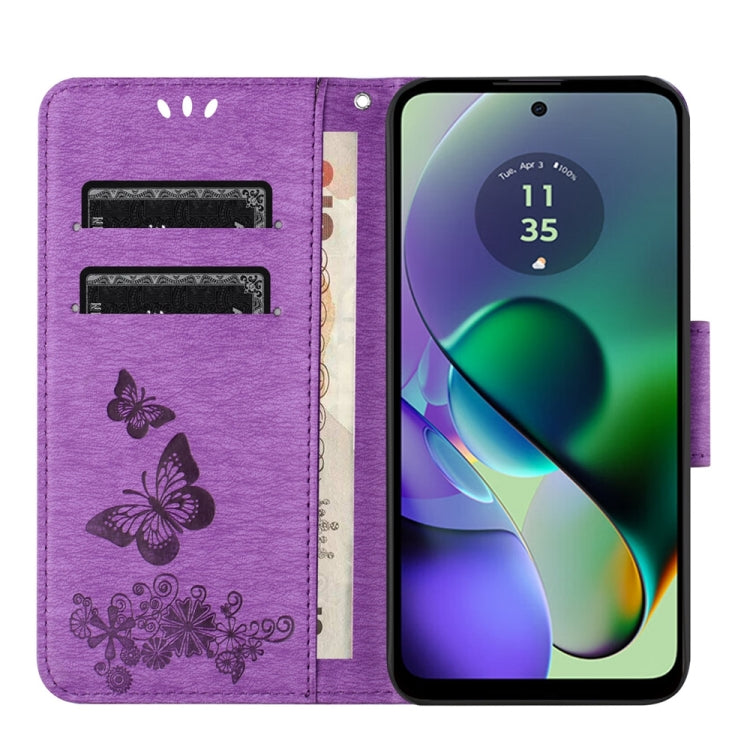BUTTERFLY Knižkové puzdro pre Motorola Moto G54 5G / G54 5G Power Edition - tmavo fialové