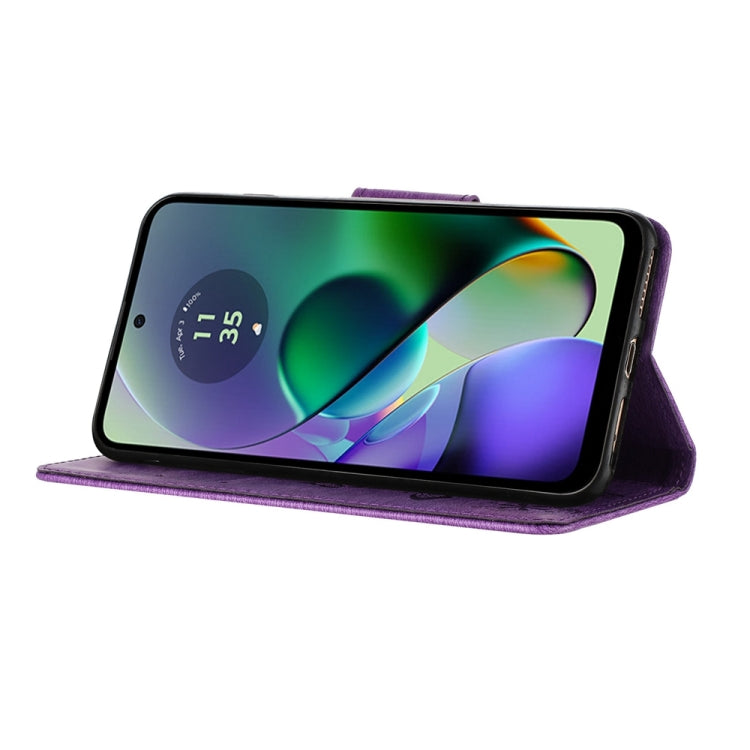 BUTTERFLY Knižkové puzdro pre Motorola Moto G54 5G / G54 5G Power Edition - tmavo fialové