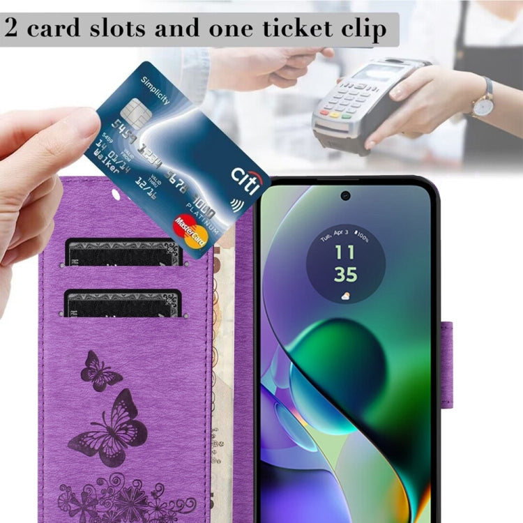 BUTTERFLY Knižkové puzdro pre Motorola Moto G54 5G / G54 5G Power Edition - tmavo fialové