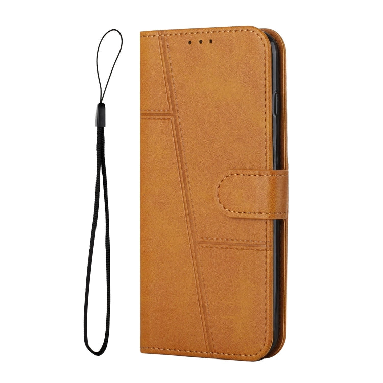 STITCHING Knižkové puzdro pre Motorola Moto G84 5G - svetlo hnedé