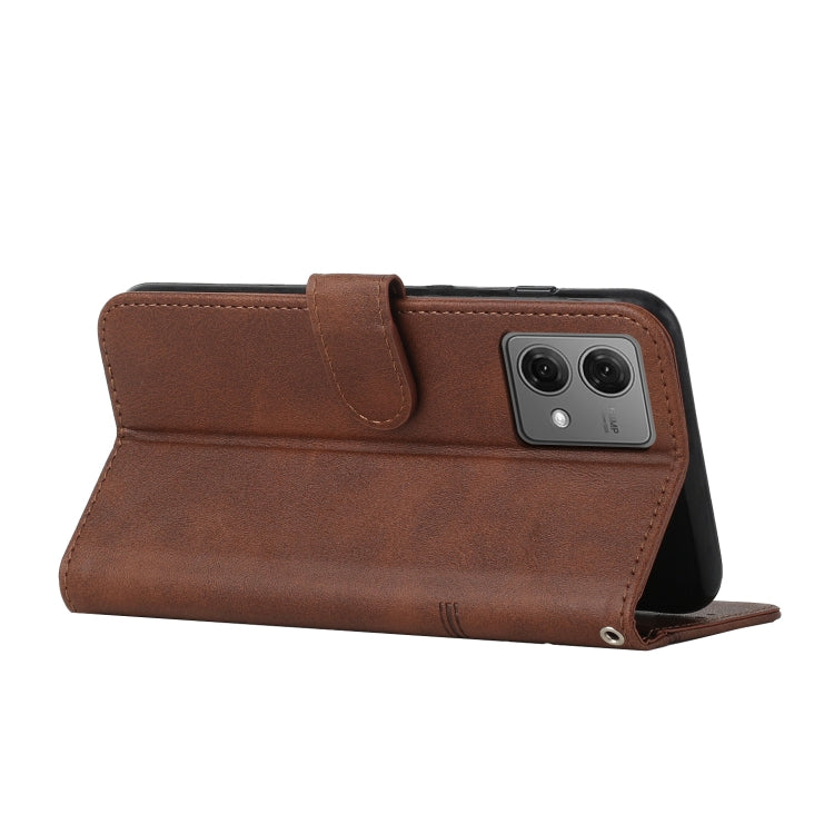 STITCHING Knižkové puzdro pre Motorola Moto G84 5G - tmavo hnedé