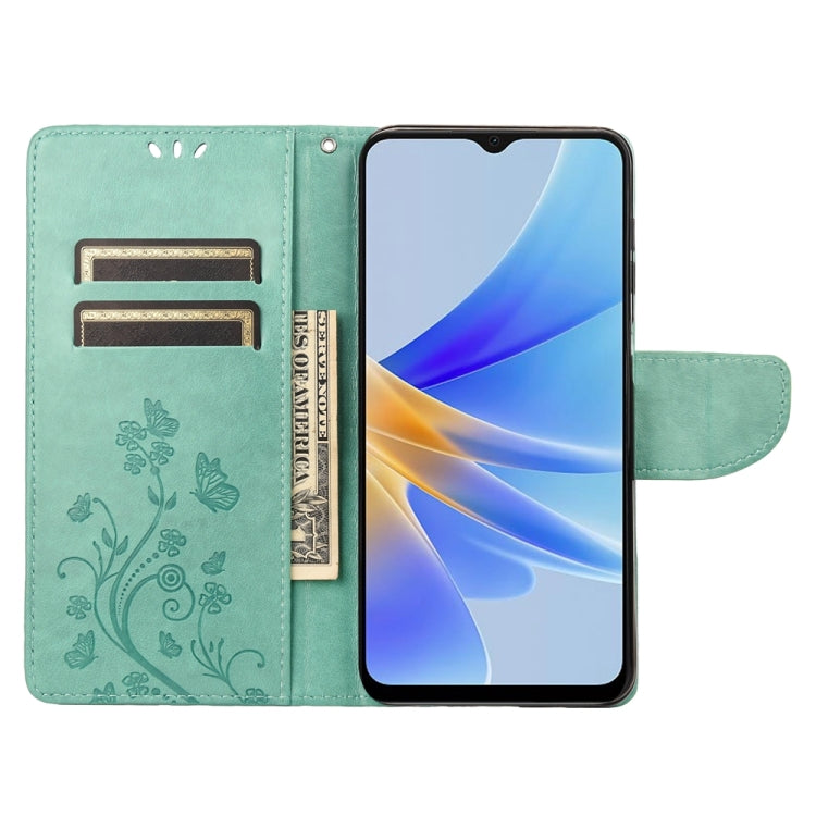 Knižkové puzdro na Oppo A17 – Butterfly, zelené