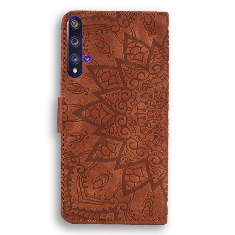 FLOWER Knižkové puzdro pre Huawei Nova 5T / Honor 20 - hnedé