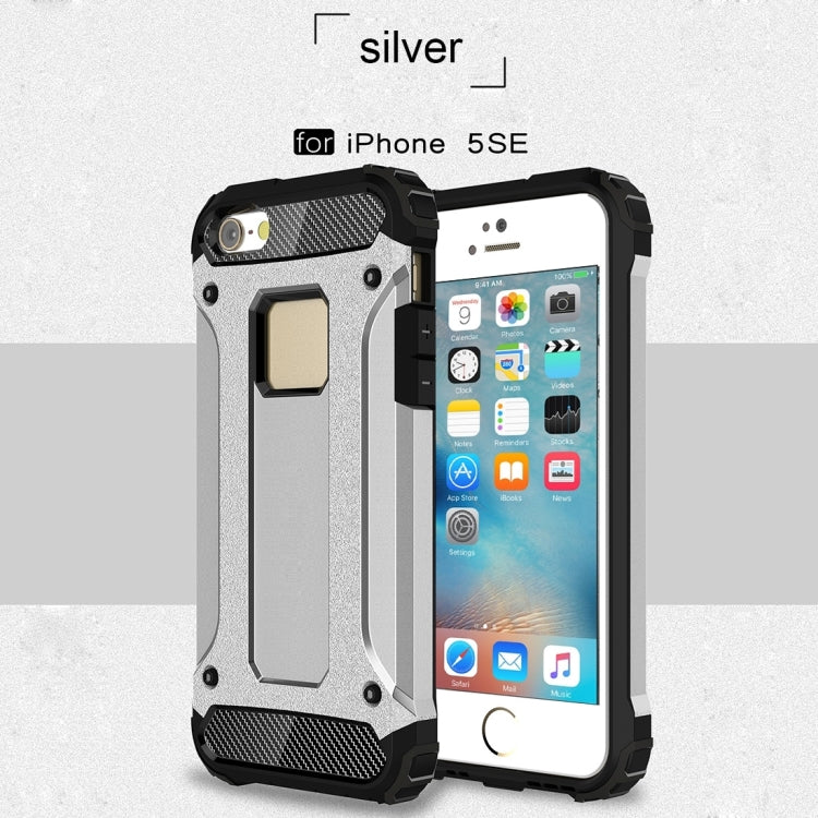 HYBRID ARMOR Tvrdený kryt pre Apple iPhone 5 / 5S / SE - sivý