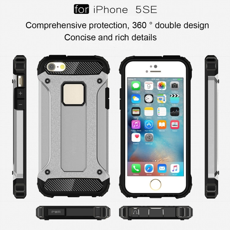 HYBRID ARMOR Tvrdený kryt pre Apple iPhone 5 / 5S / SE - sivý