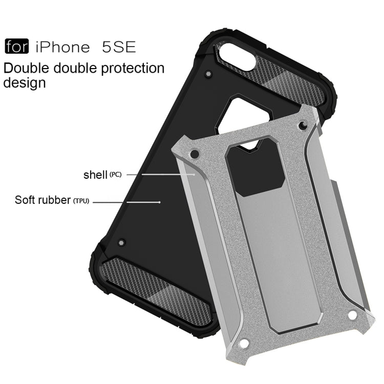 HYBRID ARMOR Tvrdený kryt pre Apple iPhone 5 / 5S / SE - sivý