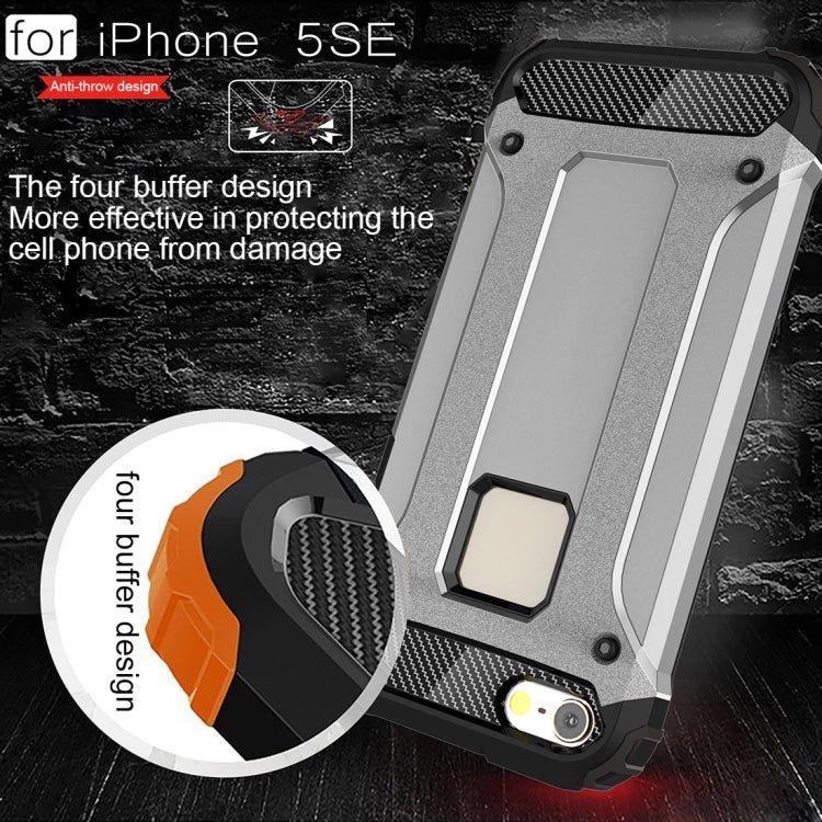 HYBRID ARMOR Tvrdený kryt pre Apple iPhone 5 / 5S / SE - sivý