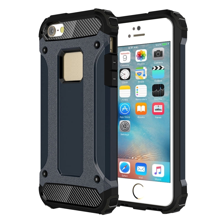 HYBRID ARMOR Tvrdený kryt pre Apple iPhone 5 / 5S / SE - modrý