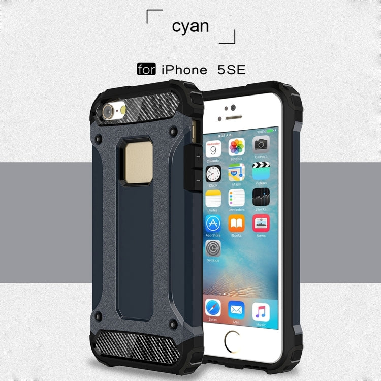 HYBRID ARMOR Tvrdený kryt pre Apple iPhone 5 / 5S / SE - modrý