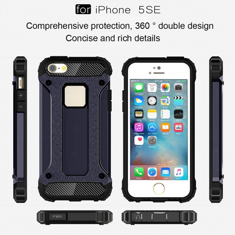 HYBRID ARMOR Tvrdený kryt pre Apple iPhone 5 / 5S / SE - modrý