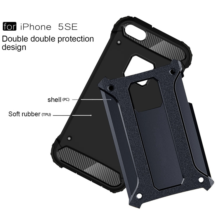 HYBRID ARMOR Tvrdený kryt pre Apple iPhone 5 / 5S / SE - modrý