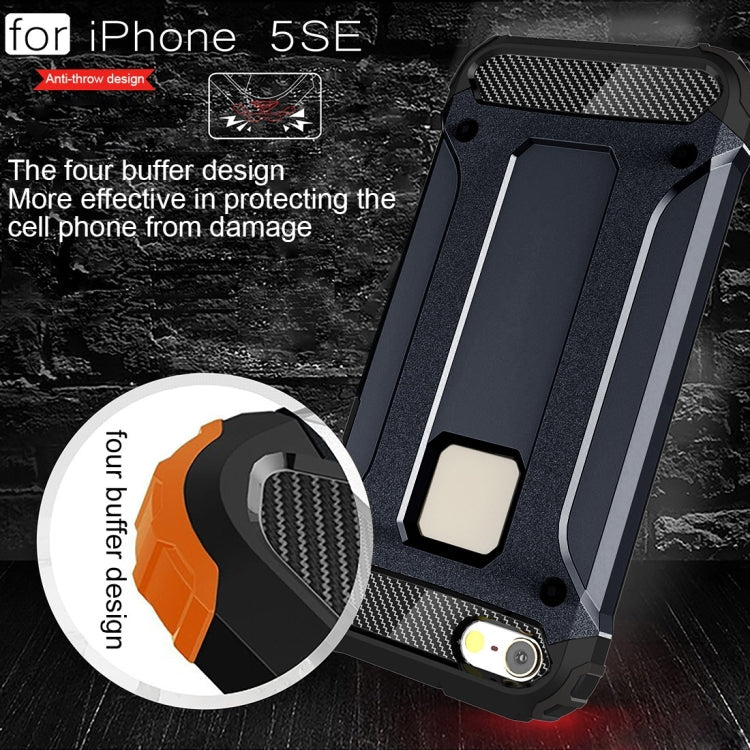 HYBRID ARMOR Tvrdený kryt pre Apple iPhone 5 / 5S / SE - modrý