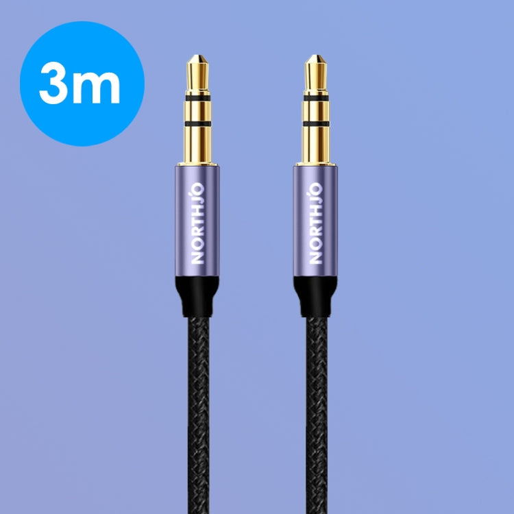 NORTHJO AUX Audio kábel 3-metrový (čierno modrý + pozlátený konektor)
