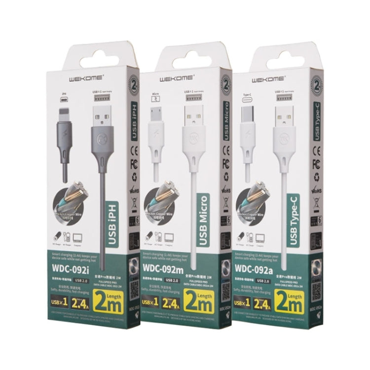 WK WDC-092 3m 2.4A Rýchlo nabíjací kábel USB na Lightning 8-Pin - 3m (čierny)