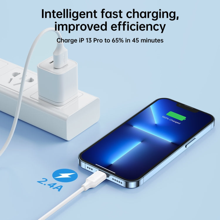 JOYROOM S-UL012A9 2.4A Rýchlo nabíjací kábel USB na Lightning 8-Pin - 2m (biely)