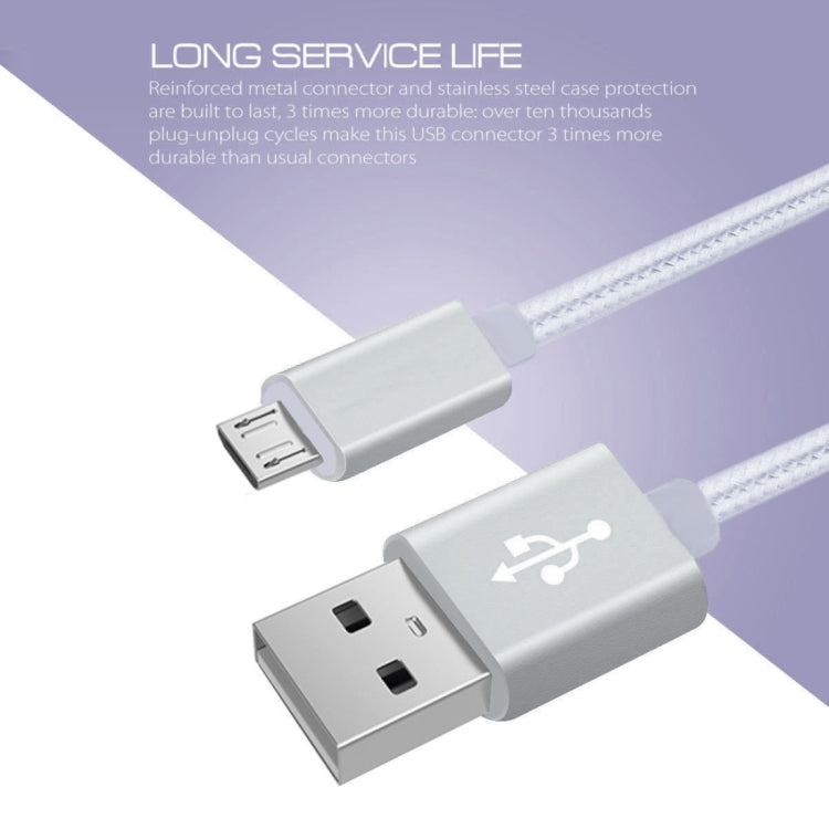 Woven 3A Micro USB kábel - 1m sivý