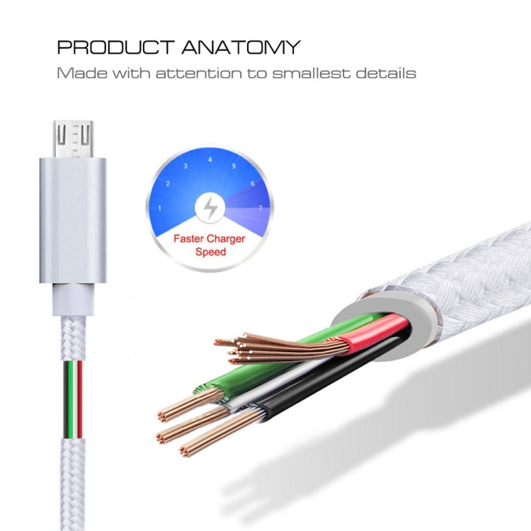 Woven 3A Micro USB kábel - 1m sivý
