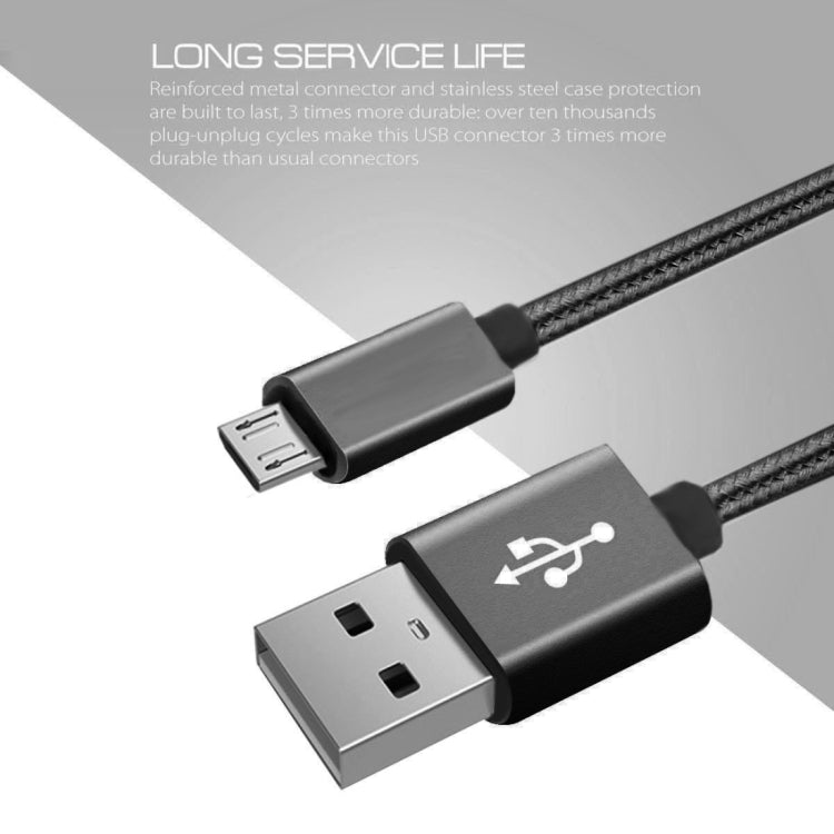 Woven 3A Micro USB kábel - 1m čierny