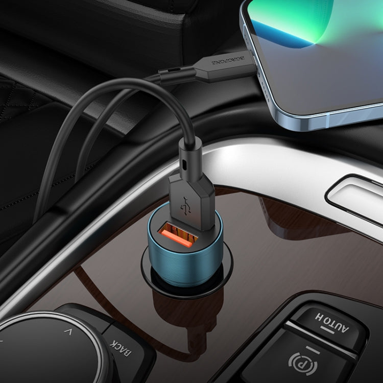 BOROFONE BZ19 Duálna auto nabíjačka s USB portami a USB a 8-pinovým káblom Lightning (čierna)