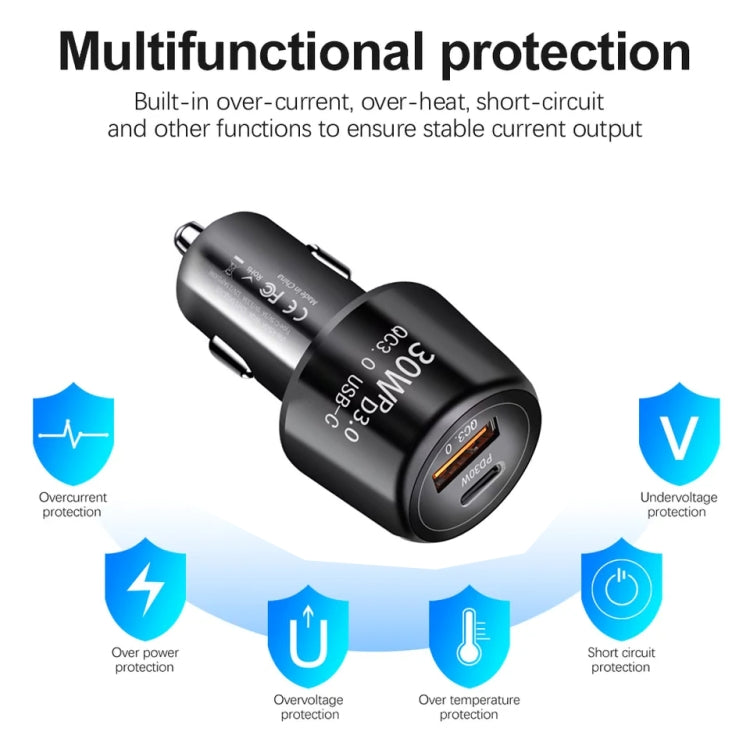 P29 48W QC3.0 18W USB Dvojpólový auto adaptér (biely)