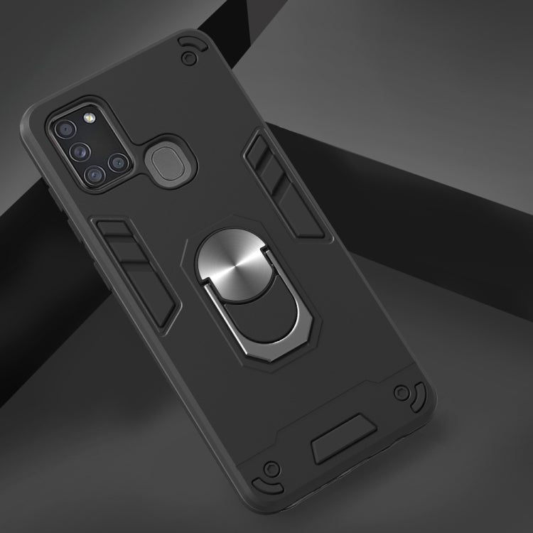 RING HOLDER ARMOR Tvrdený kryt pre Samsung Galaxy A21s - čierny