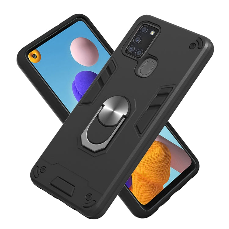 RING HOLDER ARMOR Tvrdený kryt pre Samsung Galaxy A21s - čierny