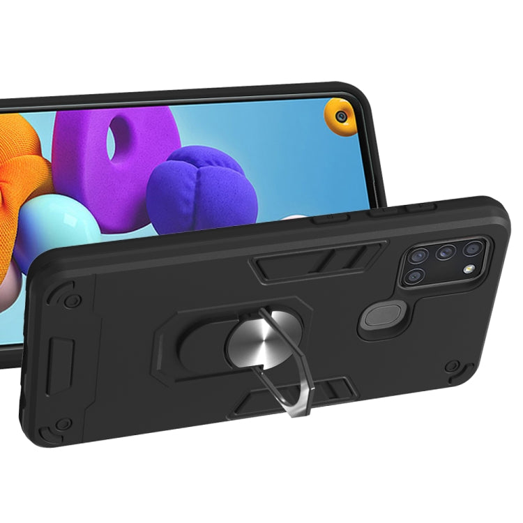 RING HOLDER ARMOR Tvrdený kryt pre Samsung Galaxy A21s - čierny