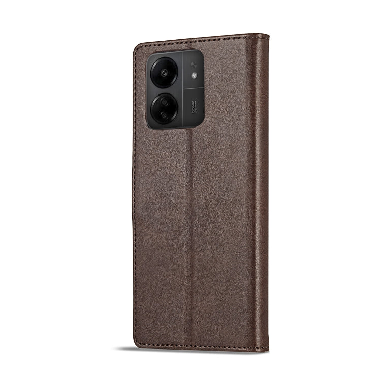 IMEEKE Knižkové puzdro pre Xiaomi Redmi 13C - tmavo hnedé