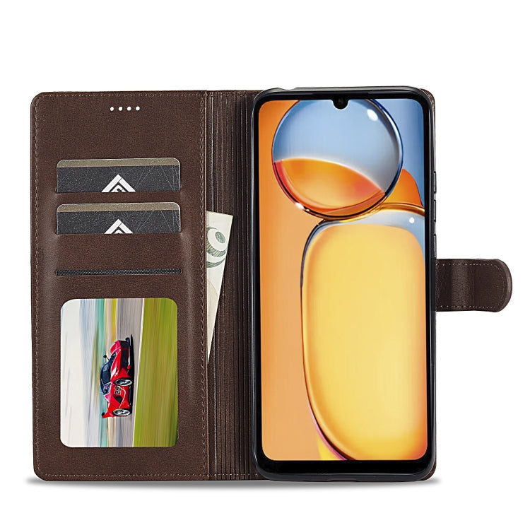 IMEEKE Knižkové puzdro pre Xiaomi Redmi 13C - tmavo hnedé