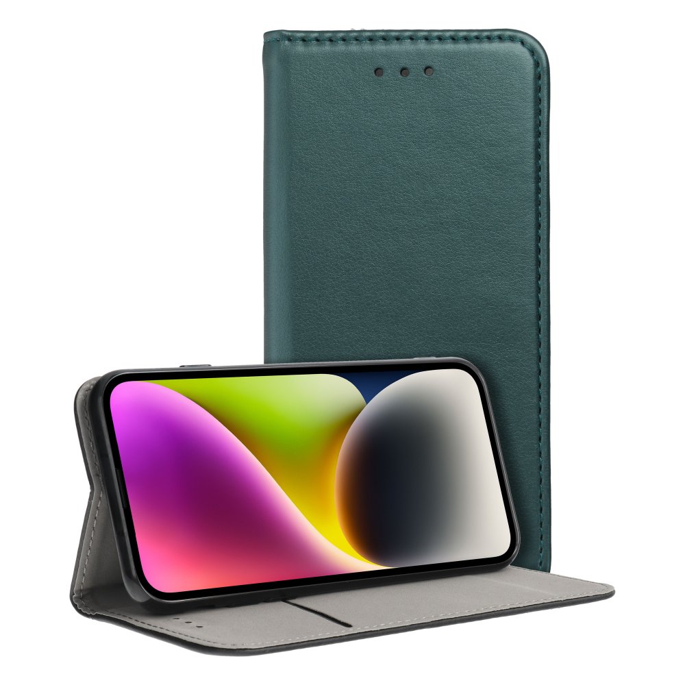 SKLO + PUZDRO 2v1 pre Motorola Moto G14 - Knižkové puzdro MAGNETIC zelené