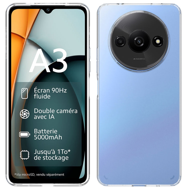 Transparentný 2mm Zadný kryt pre Xiaomi Redmi A3 - priesvitný