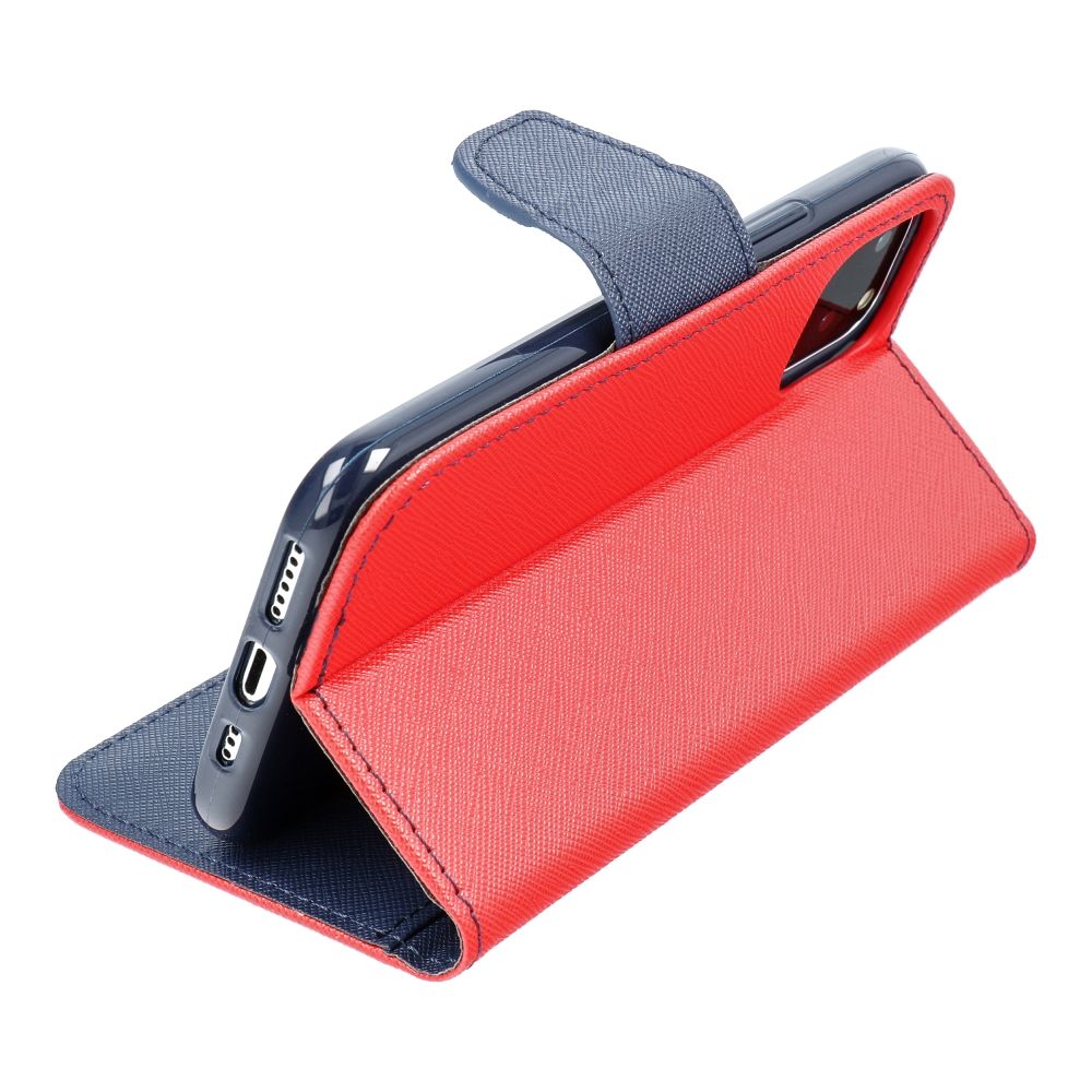 FANCY knižkové puzdro na Apple iPhone 16 Plus červené / tmavomodré