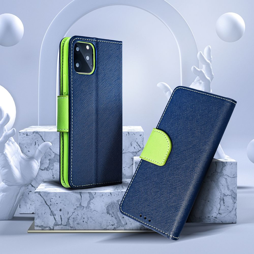 FANCY knižkové puzdro Apple iPhone 16 navy / limetka