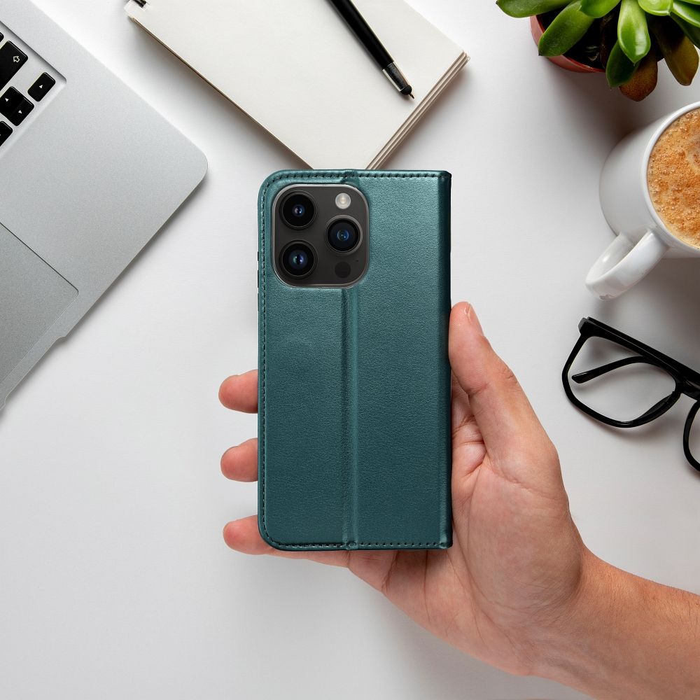 SMART MAGNETO Knižkové puzdro Apple iPhone 16 tmavo zelené