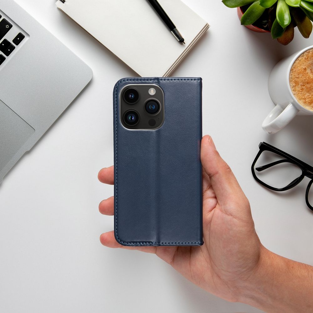 Knižkové puzdro SMART MAGNETO na Apple iPhone 16 Plus námornícka