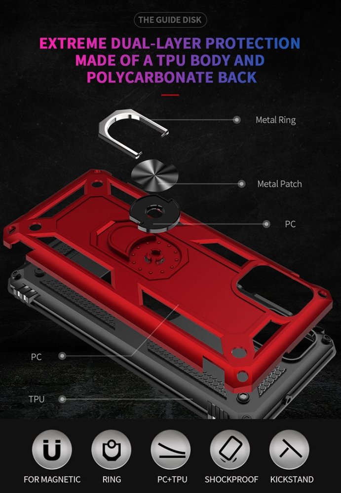 RING ARMOR Tvrdený kryt pre Samsung Galaxy A71 - čierny