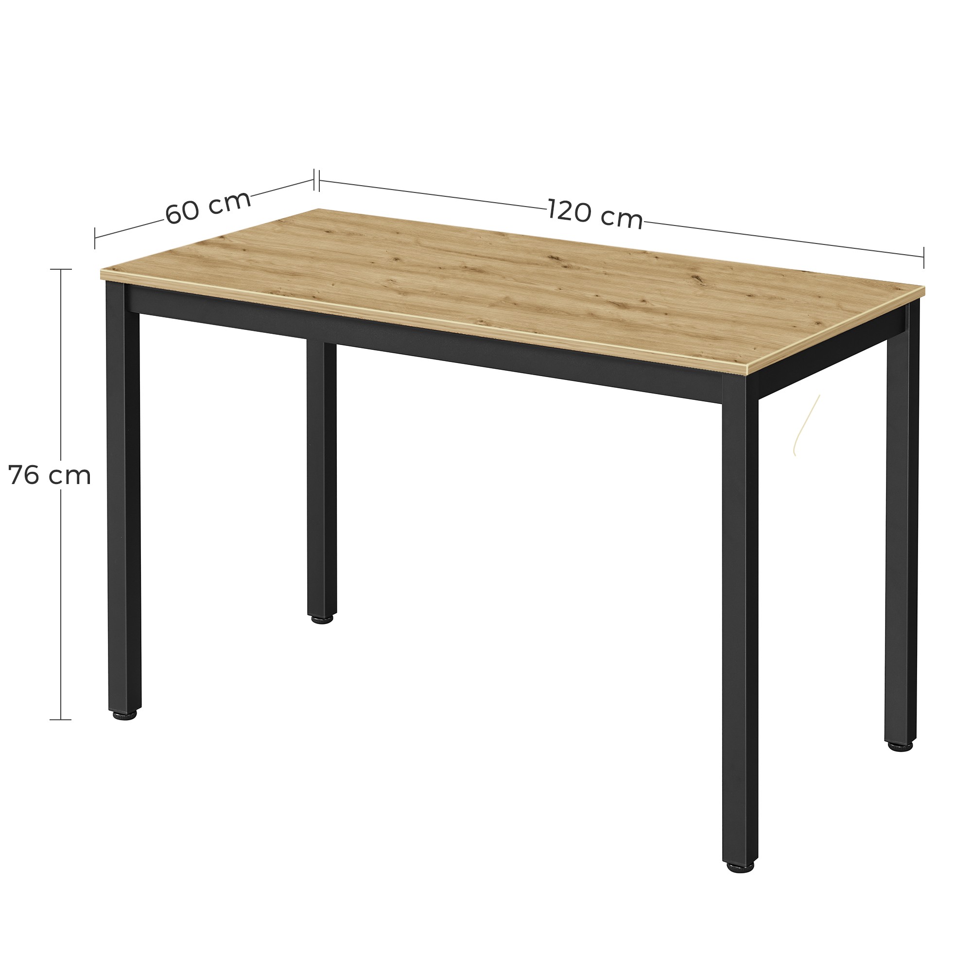 Stôl TESSA 120 cm x 60 cm - remeselnícky / čierne nohy