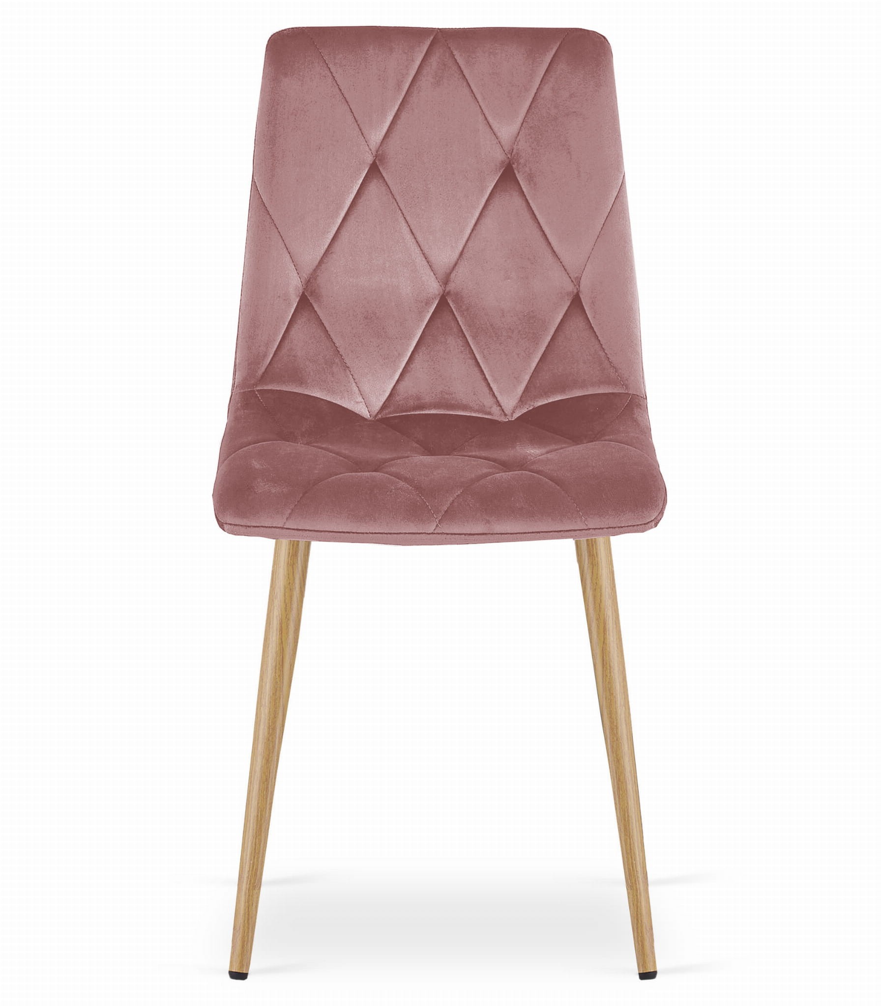 Stolička LIBRA - ružový zamat / nohy farby dreva x 3