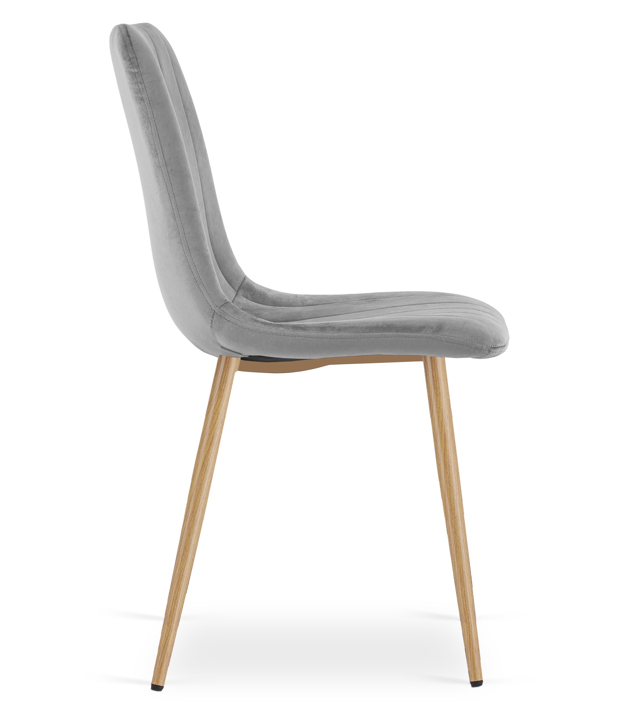 Stolička LAVA - svetlosivý zamat / nohy farby dreva x 2
