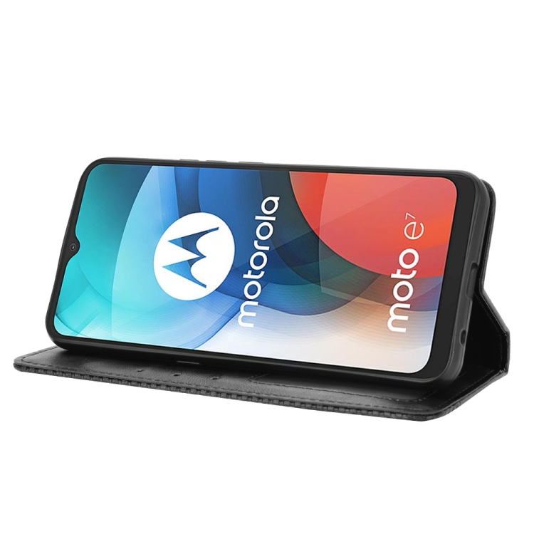 9D SKLO + PUZDRO 2v1 pre Motorola E7 - Knížkove puzdro Retro čierne