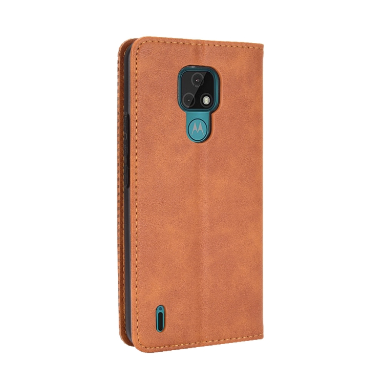 9D SKLO + PUZDRO 2v1 pre Motorola E7 - Knížkove puzdro Retro hnedé