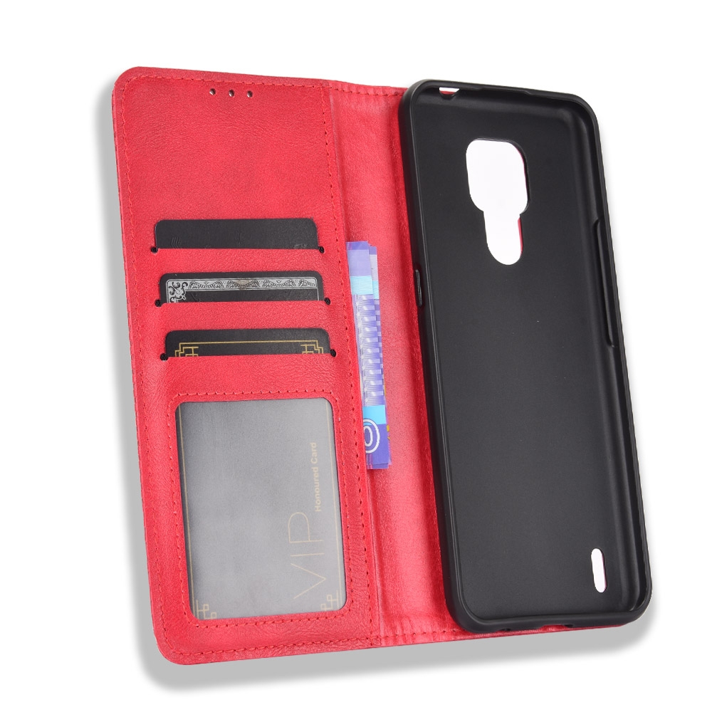 9D SKLO + PUZDRO 2v1 pre Motorola E7 - Knížkove puzdro Retro červené